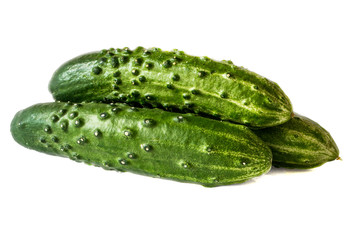 Image of fresh cucumbers isolated on a white background.