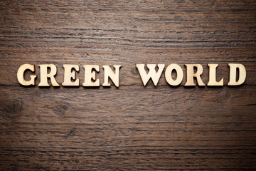 Naklejka premium Green world text