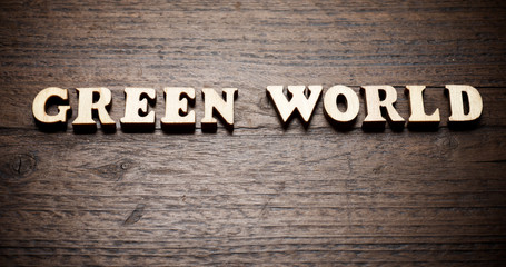 Fototapeta premium Green world text