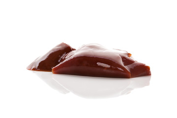 Raw liver isolated on white.