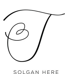 letter T handwriting logo vector