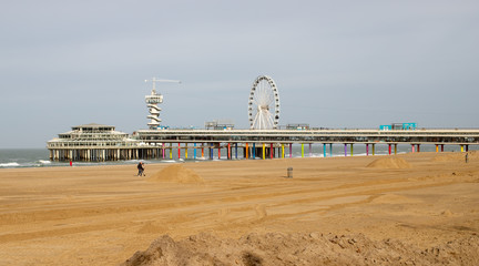 view of scheveningen beach with pier