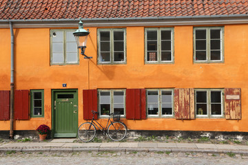 Orange walls and bicycle