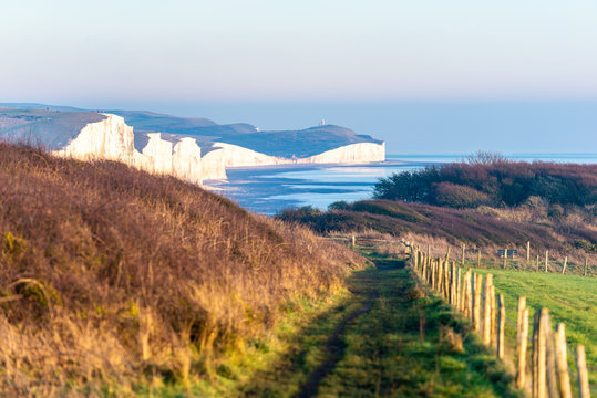 Stunning walk towards the Seven Sisters in late afternoon sun