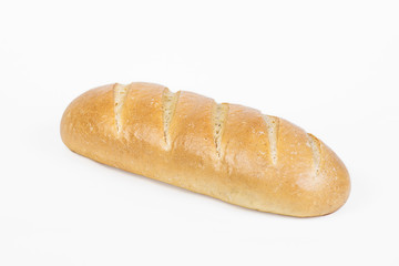 Fresh bakery product. Bread. Loaf of sliced yeast-free isolated on white background. Top view and copy space for text.