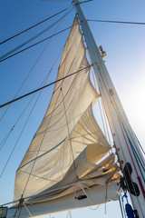 Partially filled sail on a yacht