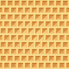 Waffle seamless pattern. Belgian wafer repeating texture. Stylized flat style wrapping background for baked goods or ice cream design. Vector eps8 illustration.