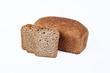 Fresh bakery product. Bread. Rye bread isolated on white background. Top view and copy space for text.