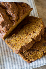 pumpkin bread sliced and ready to eat baked with real ingredients and healthy and delicious