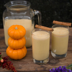 Pumpkin milk or drink with pumpkin and cinnamon