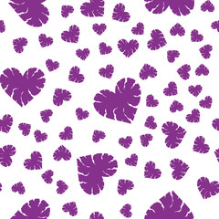 Seamless pattern with cracked hearts randomly placed on solid background. Heart shapes with cracks and ragged edges. Stylized design of unhappy love or emotional experience. EPS8 vector illustration.
