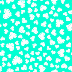 Seamless pattern with cracked hearts randomly placed on solid background. Heart shapes with cracks and ragged edges. Stylized design of unhappy love or emotional experience. EPS8 vector illustration.