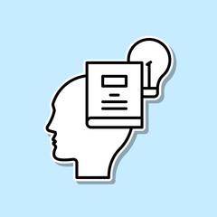 Mind, Book, lightbulb sticker icon. Simple thin line, outline vector of Creative thinking icons for ui and ux, website or mobile application