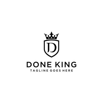 Illustration modern Crown with sign D and shield luxury logo design icon