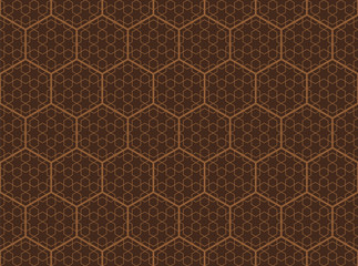 Seamless Indian geometric patterns, hexagons. Brown background