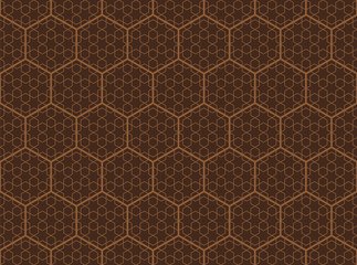 Seamless Indian geometric patterns, hexagons. Brown background