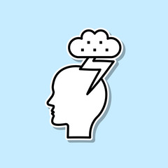 Head, cloud, thunder sticker icon. Simple thin line, outline vector of Creative thinking icons for ui and ux, website or mobile application