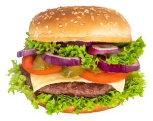 fresh tasty burger isolated on white background