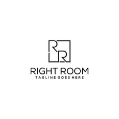 Creative Illustration modern R,R sign geometric logo design template