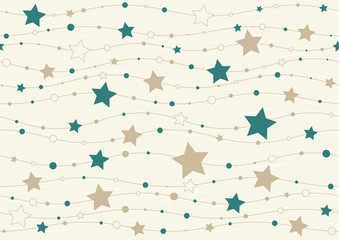 Christmas seamless texture line waves with stars and dots.