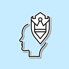 Armor, shield, head sticker icon. Simple thin line, outline vector of Creative thinking icons for ui and ux, website or mobile application