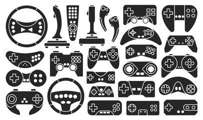 Game of joystick isolated Black set icon. Vector illustration video console on white background .Black set icon game of joystick.