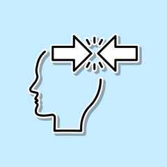 Angry, arrows, head sticker icon. Simple thin line, outline vector of Creative thinking icons for ui and ux, website or mobile application