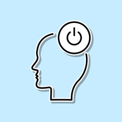 Turn on, head, power sticker icon. Simple thin line, outline vector of Creative thinking icons for ui and ux, website or mobile application