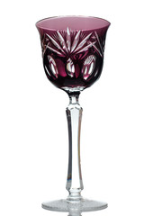 Lila Kristall Glas für Wein im Hochformat