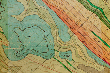 geological map as a background close-up in green colors - obrazy, fototapety, plakaty