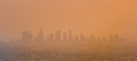 Los Angeles Skyline With Smog and Smoke