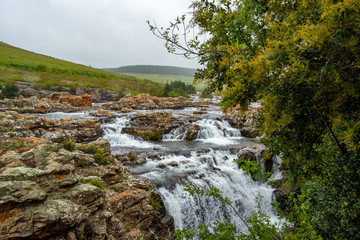 Wild river through the landscape at the panorama route south africa