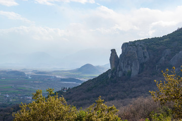 Fototapeta na wymiar Meteora in Greece. Monasteries on the top of the rock towers.