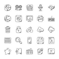  Media Icons Doodle Collection 