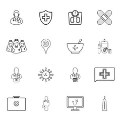 Medical and Healthcare line icon set. Editable Vector Symbol Illustration.