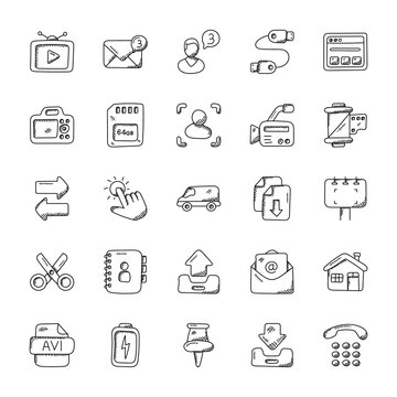  Pack of Media Icons Doodle 