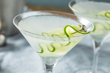 Homemade Japanese Sake Cucumber Martini Cocktail