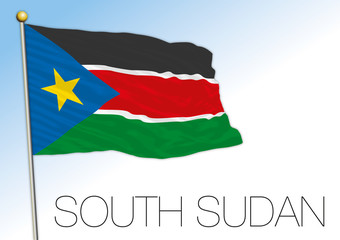 South Sudan official national flag, africa, vector illustration