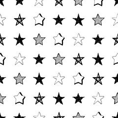 Seamless doodle hand drawn stars