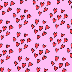 Cute doodle hearts seamless pattern for valentine day wrapping