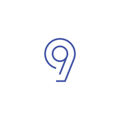 Typography nine, 9 logo icon vector template.