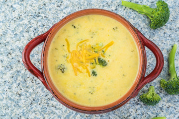 Homemade broccoli cheddar cheese soup.