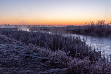 Rzeka Narew. Słoneczny poranek z przymrozkiem. Narwiański Park Narodowy. Podlasie. Polska © podlaski49