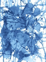 Abstract navy blue watercolor splashes background