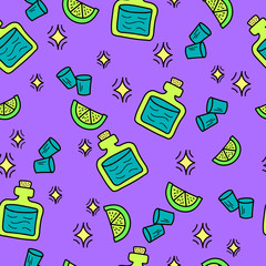 Mexican food and drink doodle seamless pattern