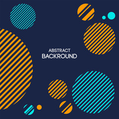 Abstract background of striped circles, dots. Abstract geometric composition. Applicable for covers, placards, posters, brochures, flyers, banner designs. Color vector illustration.