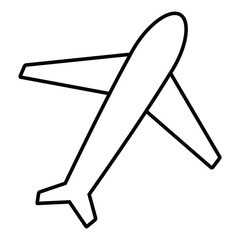 Top view of an airplane. Vector illustration in black and white. Icon for websites and mobile applications.