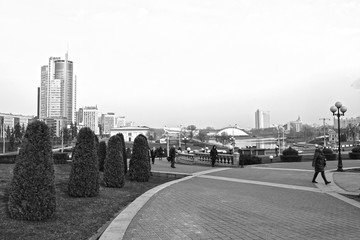Fototapeta premium Minsk, Belarus - 29.03.2020: Minsk Upper Town, historical city center