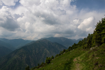 Mountain panorama with clouds