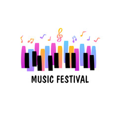 Jazz music concert Festival, poster background template. Music piano - 334257741